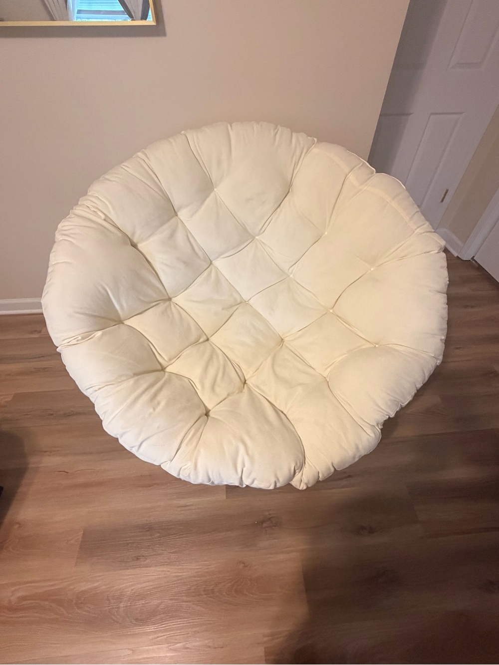 Plush Cream Papasan Cushion - Soft Tufted Seat